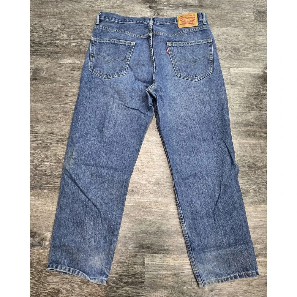 Levi's 550 Men's Relaxed Fit Jeans Stonewash Blue Zip Button Size‎ 36x30
